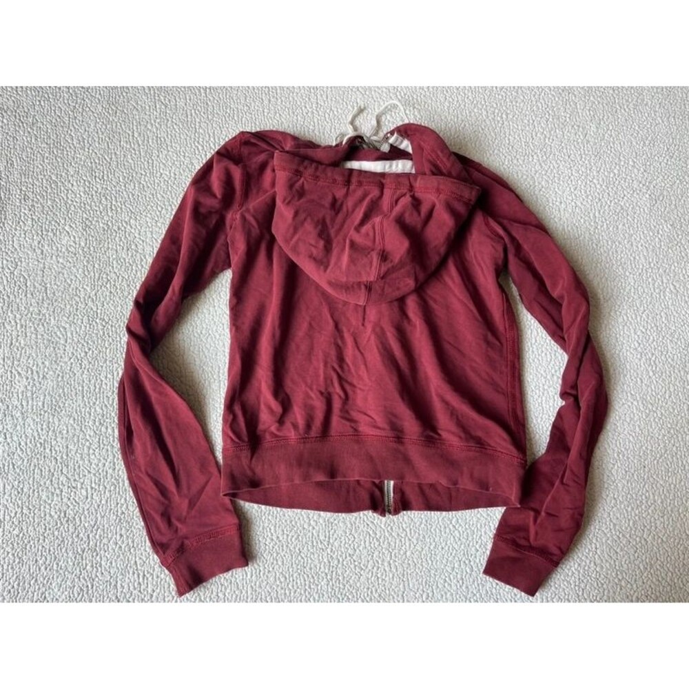 Y2K Abercrombie & Fitch Burgundy Athletic Dept Full Zip Hoodie Sweatshirt Small - Picture 2 of 10